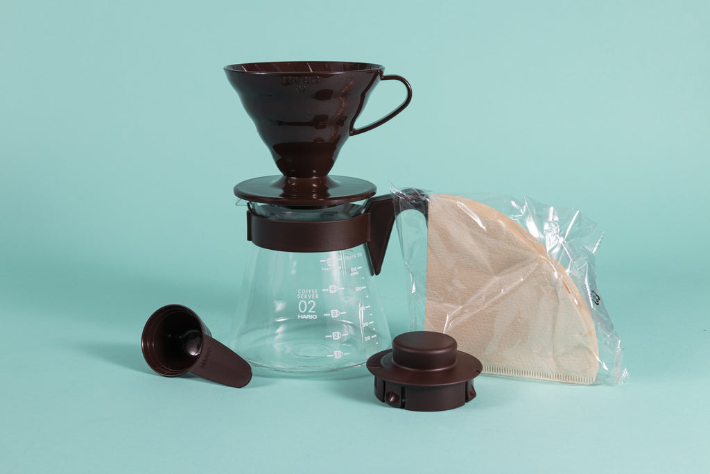 Mondays. Pour Over Coffee Maker Set, Premium Black Ceramic V60 Dripper & Decanter, 1-2 Cup Home Filter Coffee Maker (Black)