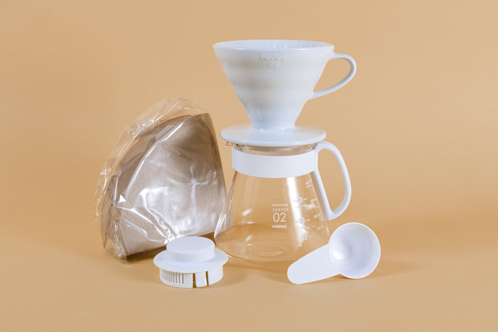 Pour Over Coffee Set in White Glaze Ceramic Pour Over 
